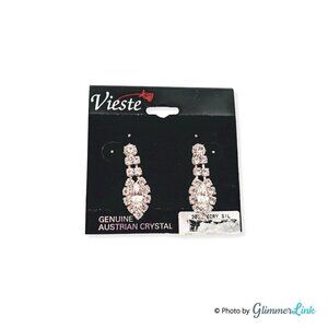 Vieste Austrian Crystal Drop Pierced Silver Tone Earrings